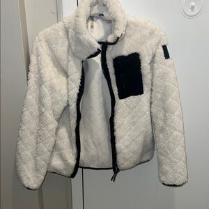 Calvin Klein White Sherpa Jacket with Black Accents